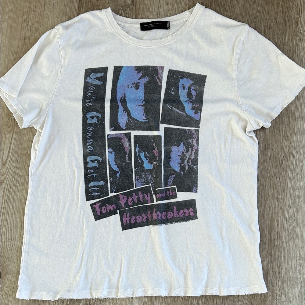 GUC Vintage Graphic tom petty Band T-Shirt sz L raw edge!